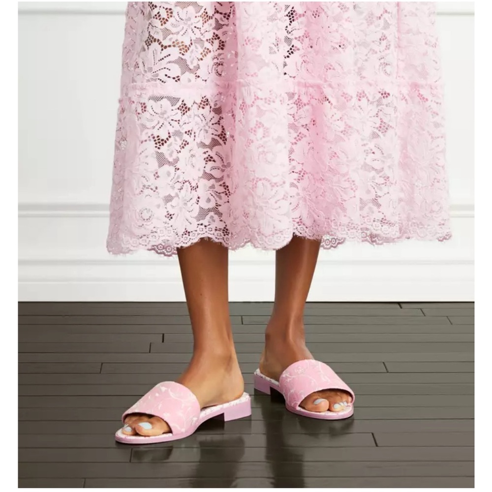 New W/ Box Hill House Pink Embroidered Slides $225 MSRP